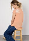 Floral Embroidered Crepe Top, Peach, large