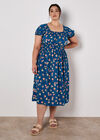 Vintage Rose Milkmaid Midi Dress, Blue, large