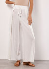 Lace Detail Front Split Wrap Trousers, Cream, large