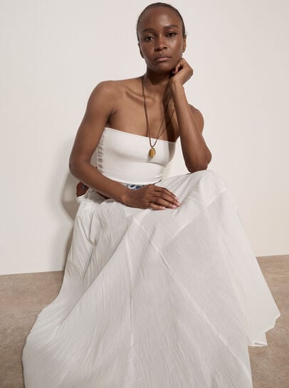 Jersey Waistband Cotton Midaxi Skirt