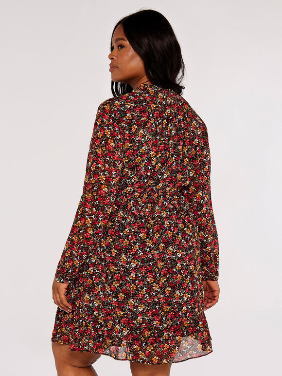 Curve Folk Floral Mini Dress, Orange, large