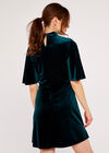 Velvet Flare Mini Dress, Green, large