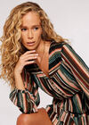 Striped Ruffle Mini Dress, Khaki, large