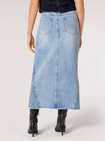 Denim Split Hem Midi Skirt