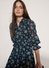 Folk Floral Chiffon Mini Dress, Navy, large