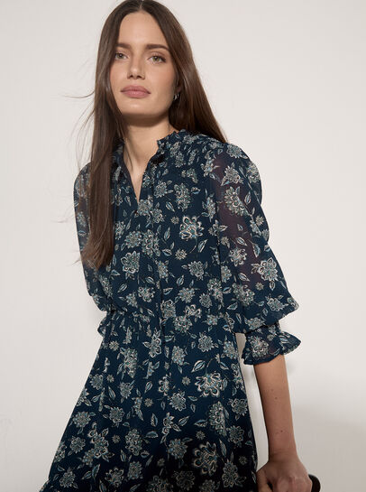 Folk Floral Chiffon Mini Dress