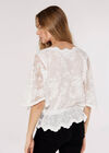 Floral Broderie Batwing Top, White, large