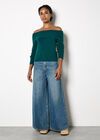 Fluffy Bardot Jumper, Green, large