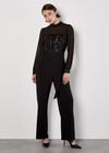Sequin Bodice Jumpsuit, Black, large