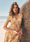 Fan Print Midaxi Dress, Mustard, large