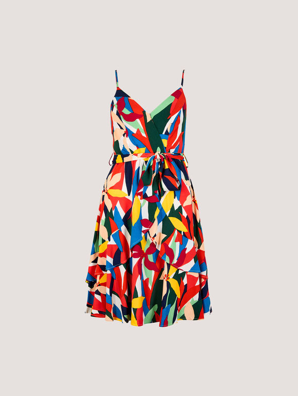 Colour Block Tiered Cami Mini Dress, Orange, large