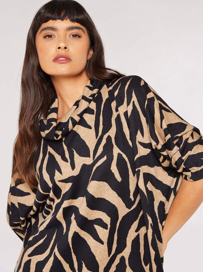 Zebra Print Cocoon Mini Dress