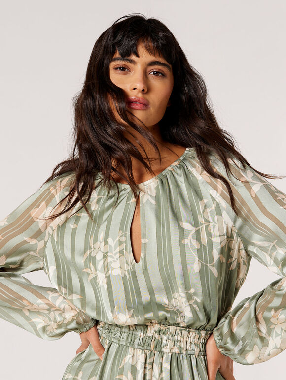 Silhouette Floral Satin Shimmer Maxi Dress