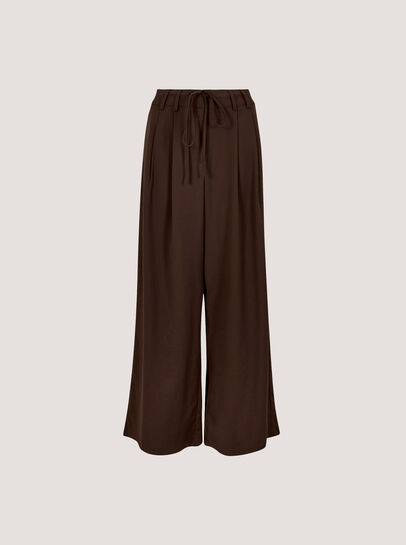 Pleat Detail Wide Leg Drawstring Trousers