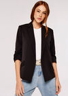 Open Rushed Sleeve Blazer, Black, large