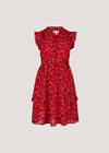 Ditsy Floral Chiffon Mini Dress, Red, large