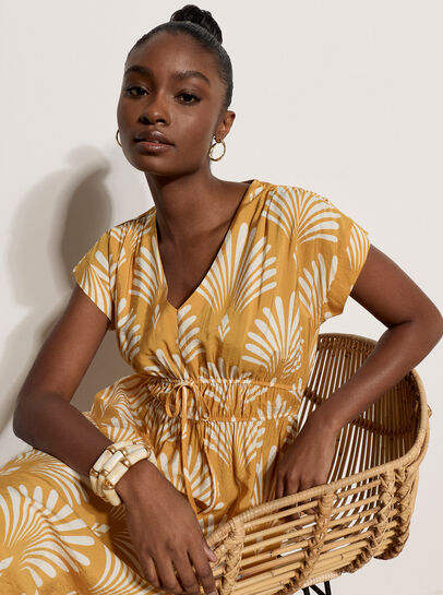 Fan Print Midaxi Dress
