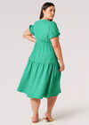 Curve Gingham Tiered Wrap Midi Dress, Green, large