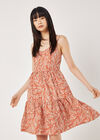 Geo Leaf Camisole Mini Dress, Orange, large