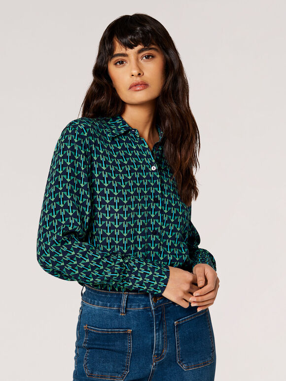 Geometric Diamond Shirt, Navy, large