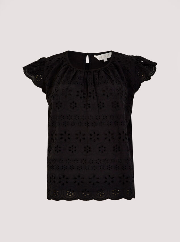 Broderie Anglaise Top, Black, large