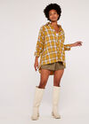 Oversized Plaid Shirt, Mustard, large