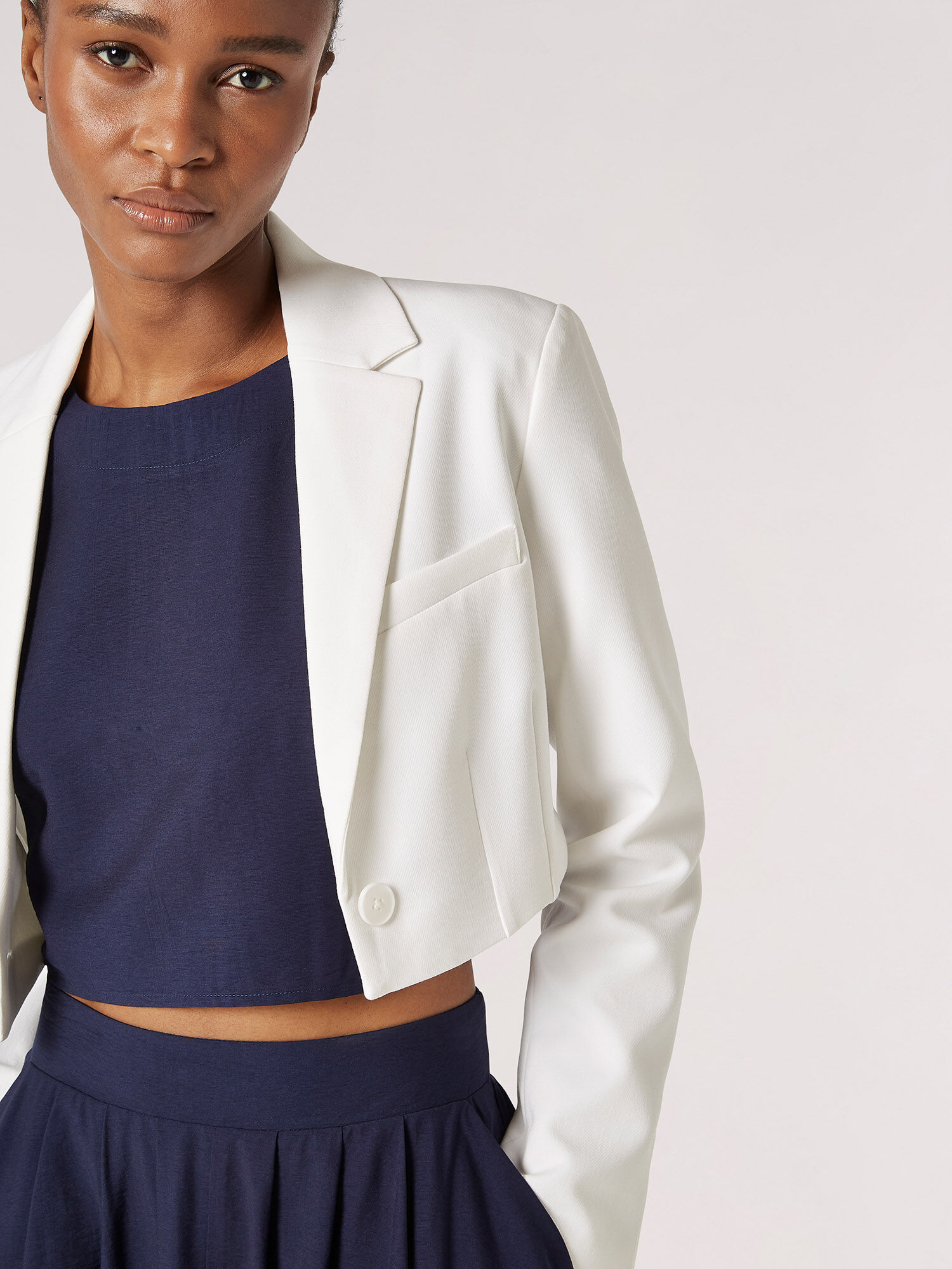 White blazer slim fit top
