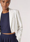 Cropped Slim Fit Blazer, White, large