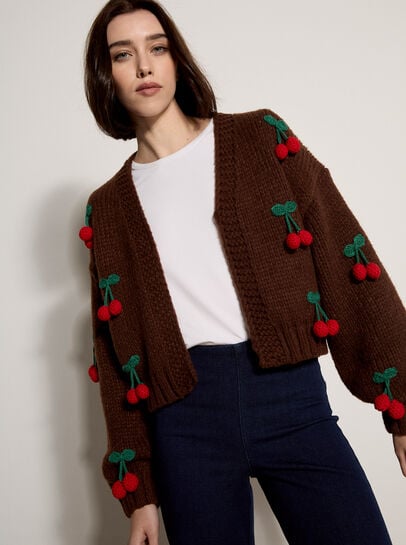 Chunky Knit Cherry Cardigan