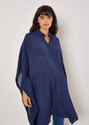 Oversized Textured Kaftan, Navy, large