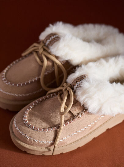 Sherpa-Lined Slip-On Moccasins