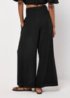 Smocked Waistband Palazzo Trousers, Black, large