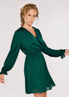 Floral Jacquard Wrap Dress, Green, large