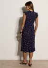 Ditsy Floral Ruffle Midi Dress, Navy, large