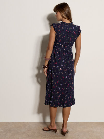 Ditsy Floral Ruffle Midi Dress