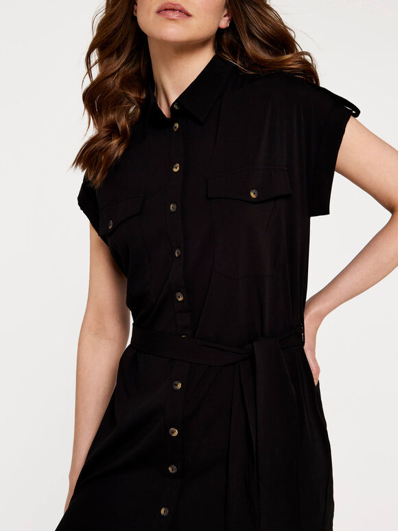 Casa Midi Shirt Dress, Black, large