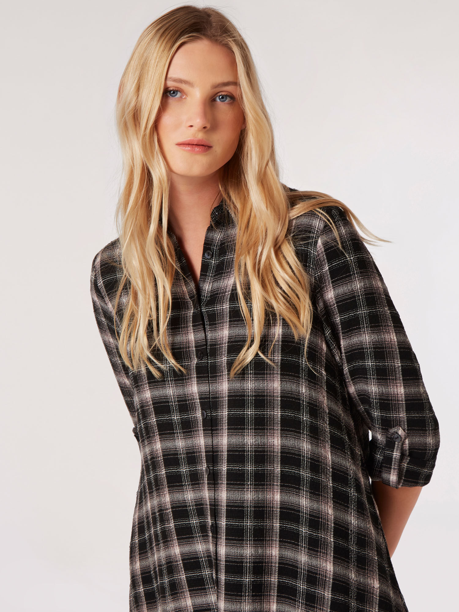 Checked Shirt Mini Dress | Apricot Clothing