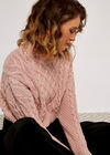 Aran Knit Jumper, Pink, large