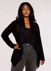 Curve Waterfall Suedette Shrug, Black, large