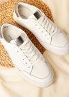 White Leather Trainers, White, large