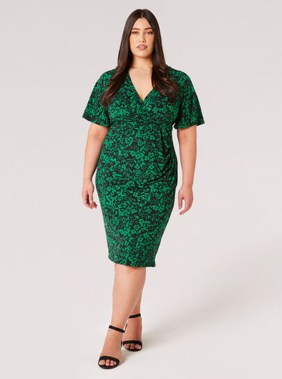 Curve Floral Silhouette Bodycon Mini Dress