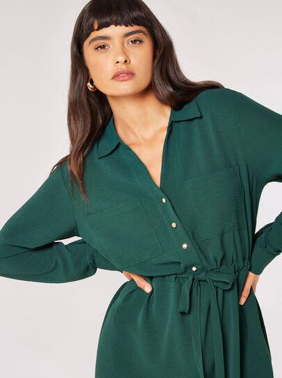 Tie Waist Shirt Mini Dress