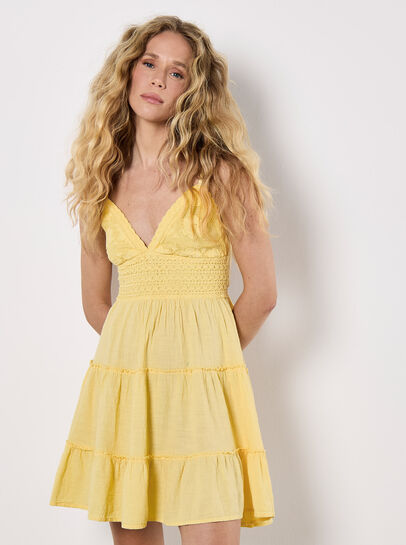 Bow Back Crochet Cami Mini Dress