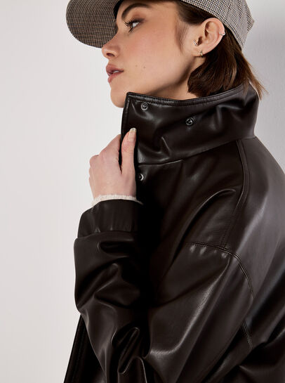 Faux Leather Bomber Jacket