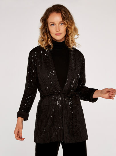 Sequin Belt Blazer