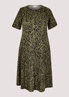 Curve Leopard Print Midi Dress, Khaki, large