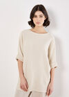 Textured Cable Knit Batwing Oversized Top, Stone, large