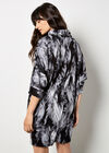 Feather Print Jersey Cocoon Mini Dress, Grey, large