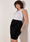 Curve Velvet Sequin Wrap Mini Skirt, Black, large