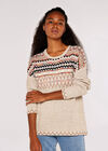 Fairisle Edge Jumper, Stone, large